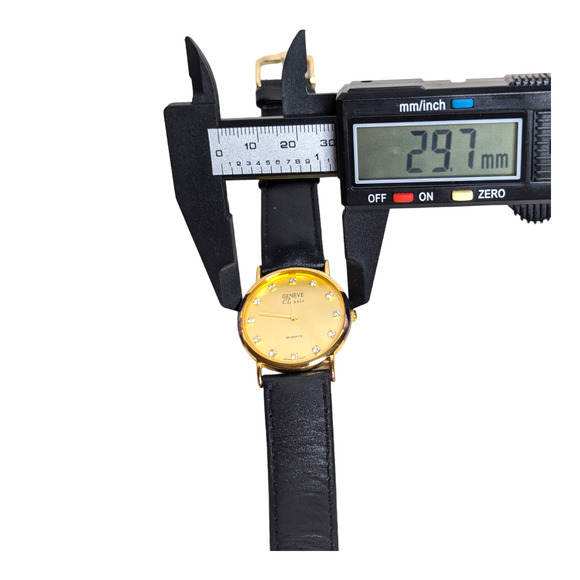 Geneve Classic Men's Quartz Wrist Watch 745906 Gold Face Stainless Steel Vtg - Picture 5 of 6